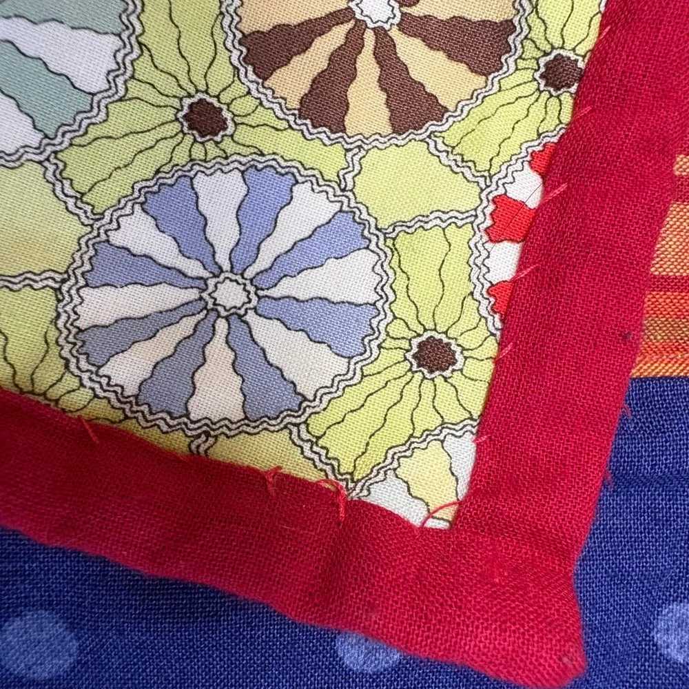 Handmade Patchwork Quilt Multi Pattern Geometric‎ Floral Red Blue Green 53x39